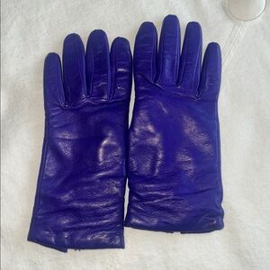 Purple Leather Gloves handmade in rome cashmere lined 7.5